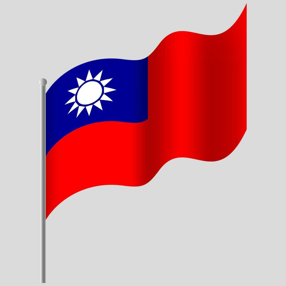 vinkade taiwan flagga. taiwan flagga på flaggstång. vektor emblem av taiwan