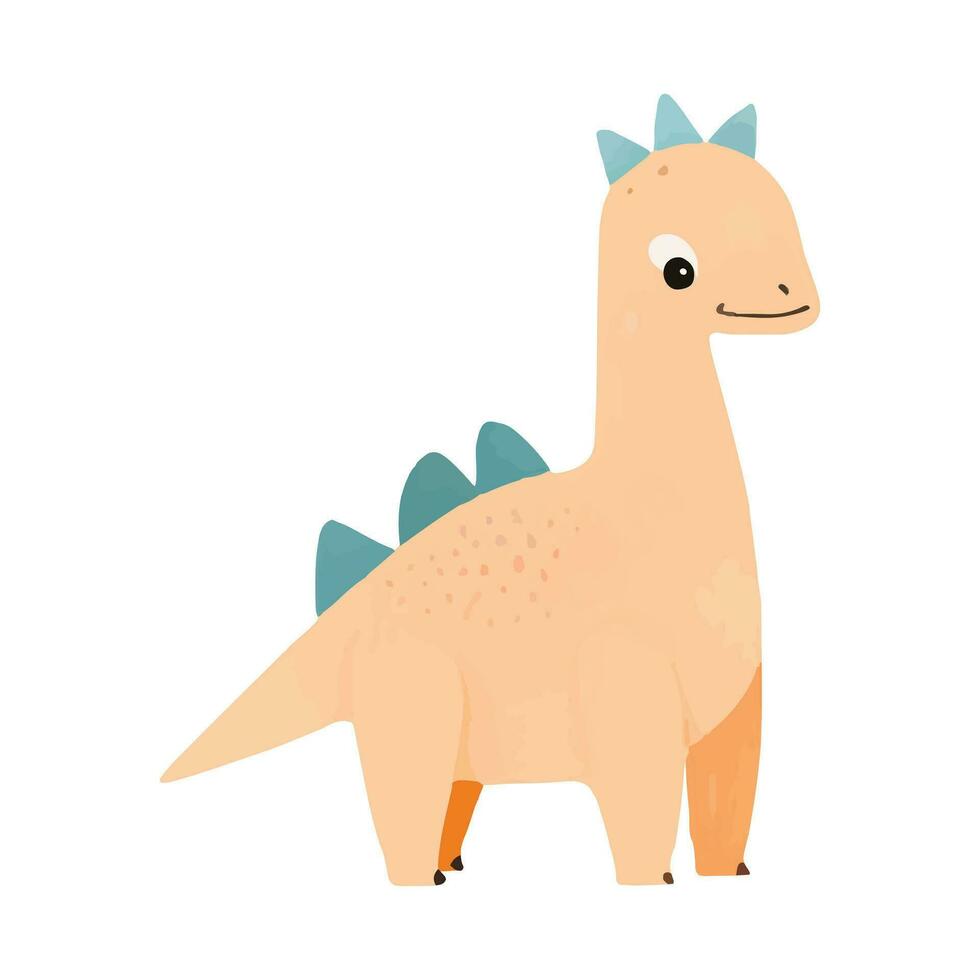söt tecknad serie orange dinosaurie. hand dragen vektor dinosaurie illustrationer