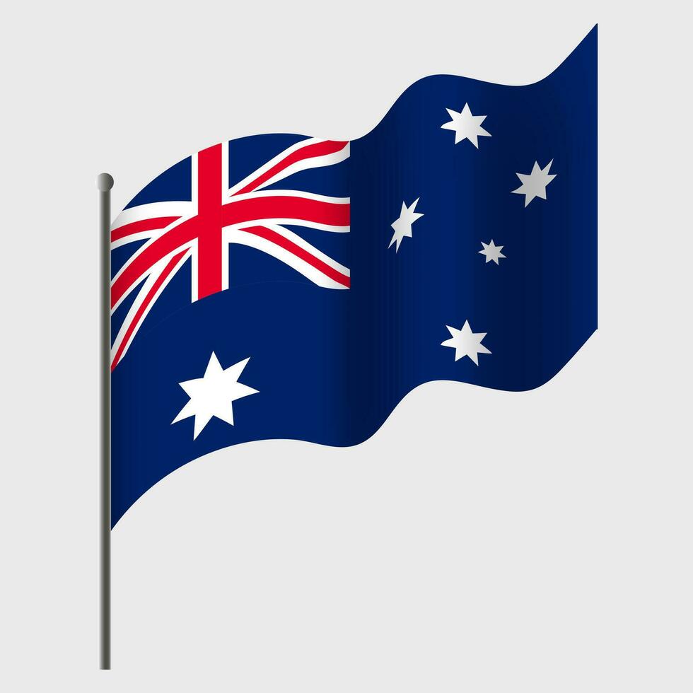 vinkade Australien flagga. australier flagga på flaggstång. vektor emblem av Australien
