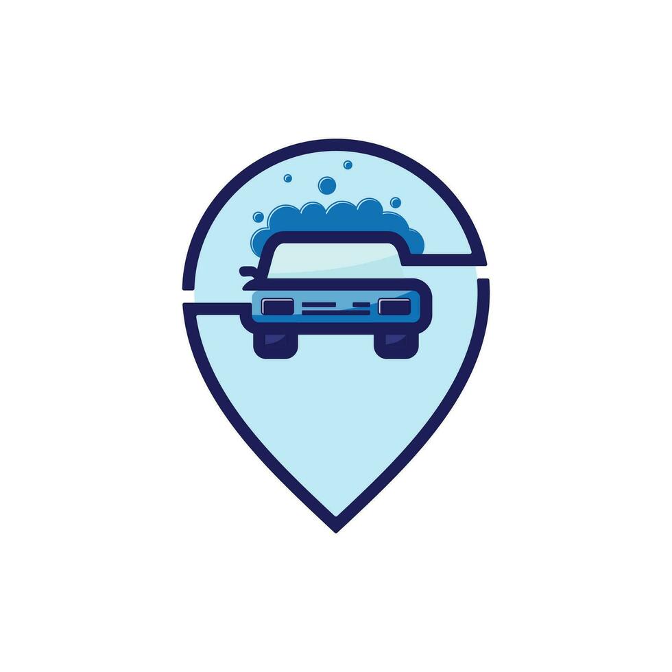 Stift Zeiger Auto waschen Automobil Reinigung App Logo Design vektor