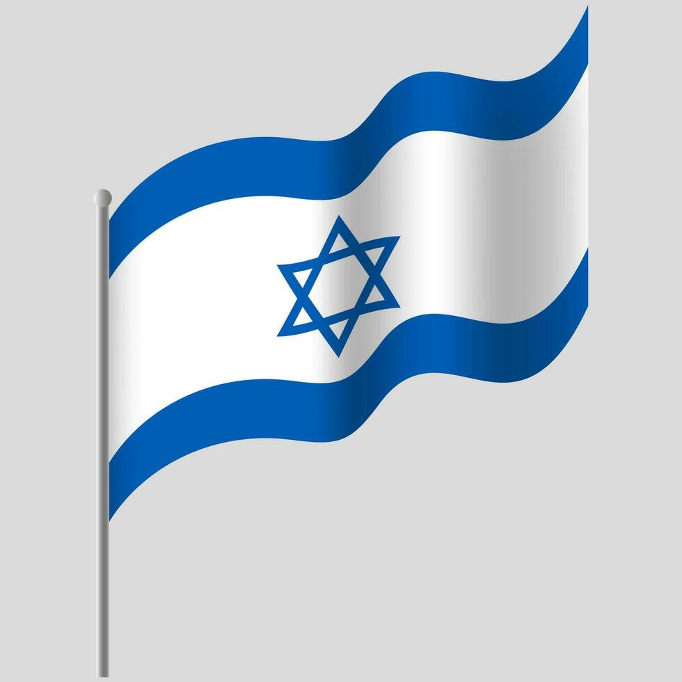 winkte Israel Flagge. Israel Flagge auf Fahnenstange. Vektor Emblem von Israel