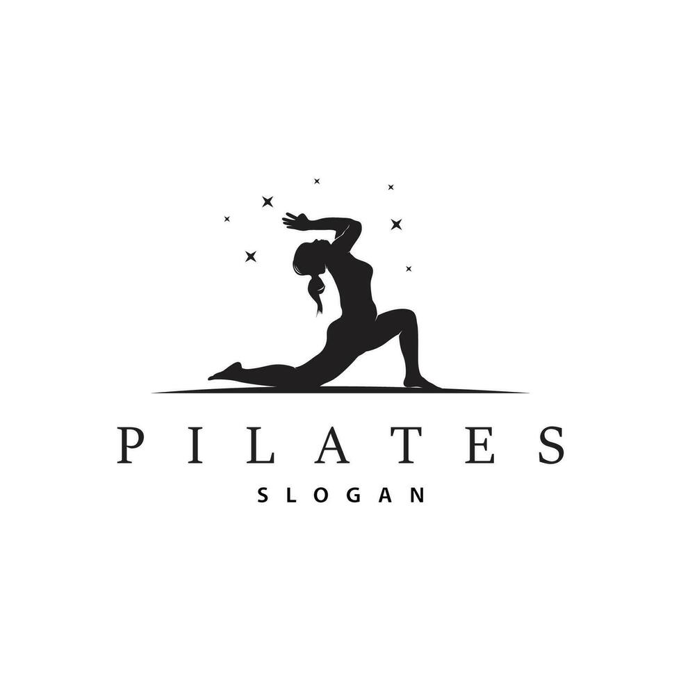 pilates utgör logotyp, yoga logotyp design vektor mall illustration