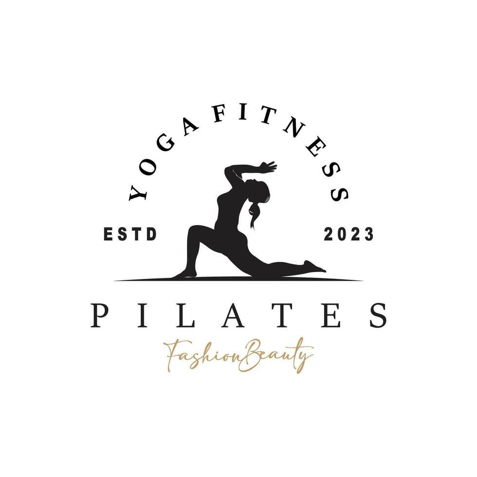 pilates utgör logotyp, yoga logotyp design vektor mall illustration