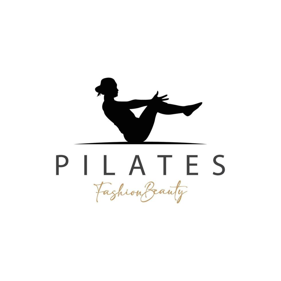 pilates utgör logotyp, yoga logotyp design vektor mall illustration