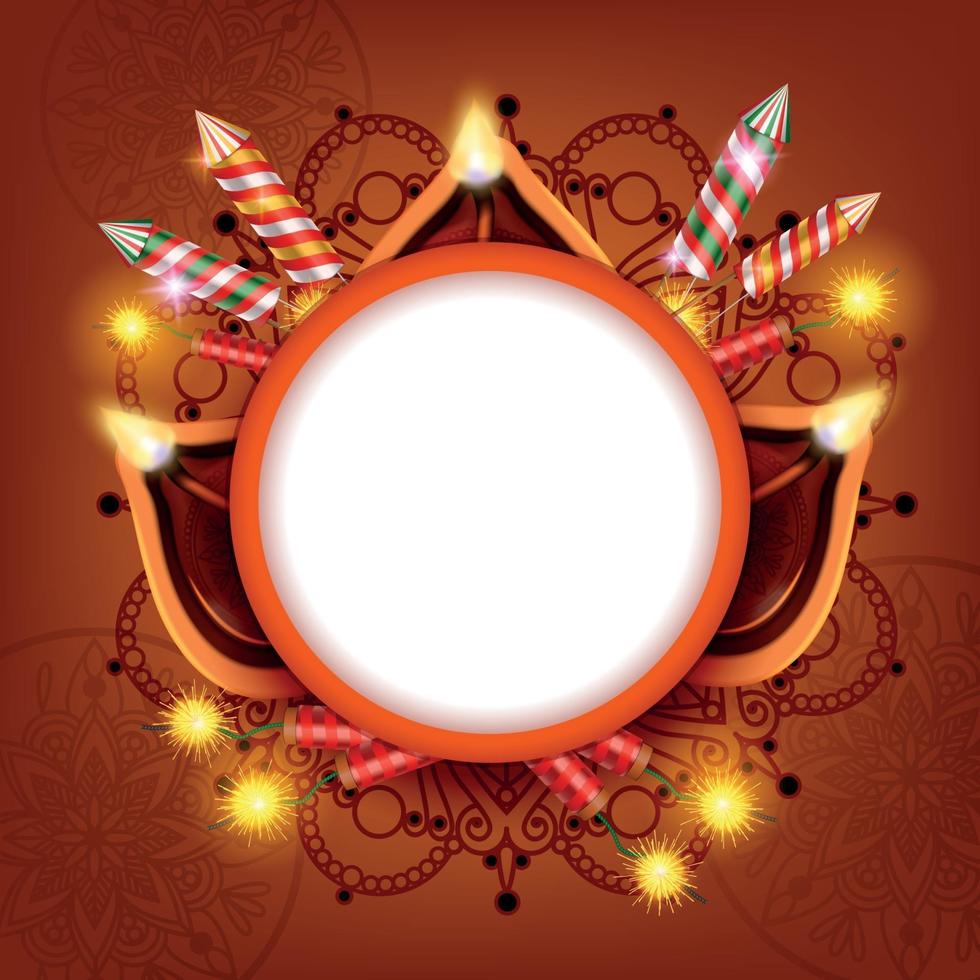 Diwali-Laternen-Kreis-Rahmen-Vektor-Illustration vektor