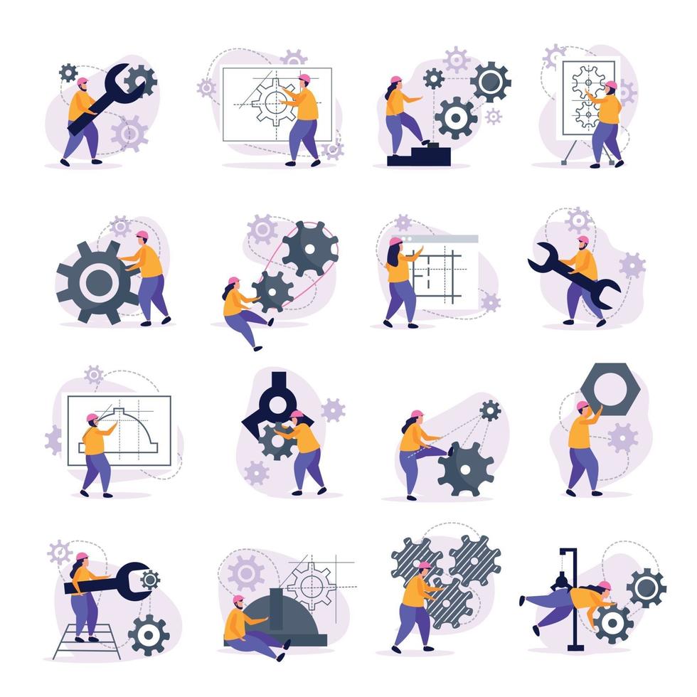 Engineering Icons Set Vector Illustration