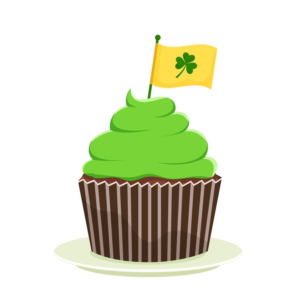 cupcake. illustration för st. patrick's day. tecknad stil vektor