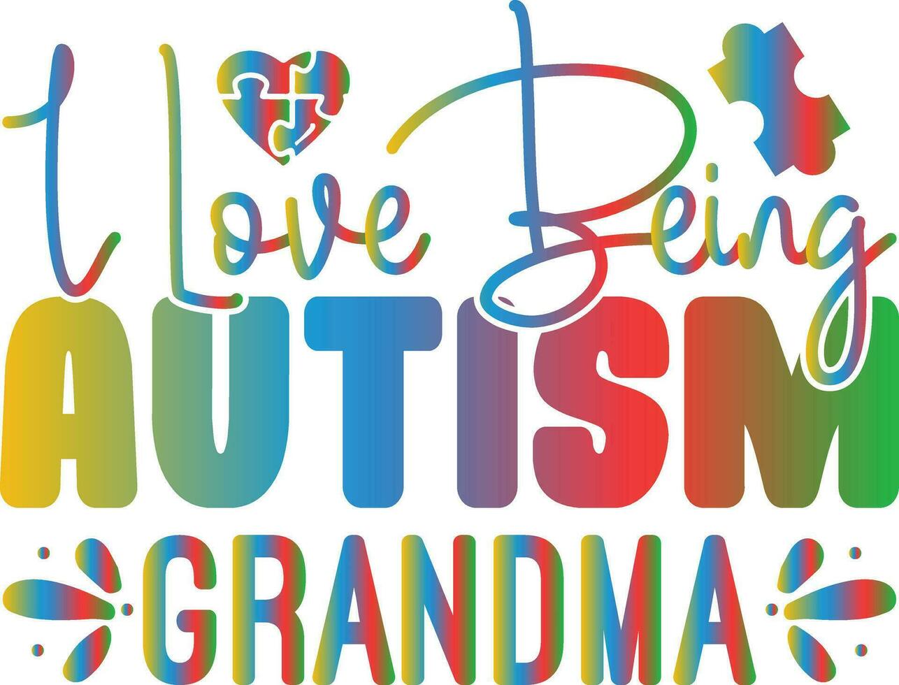 jag kärlek varelse autism mormor vektor