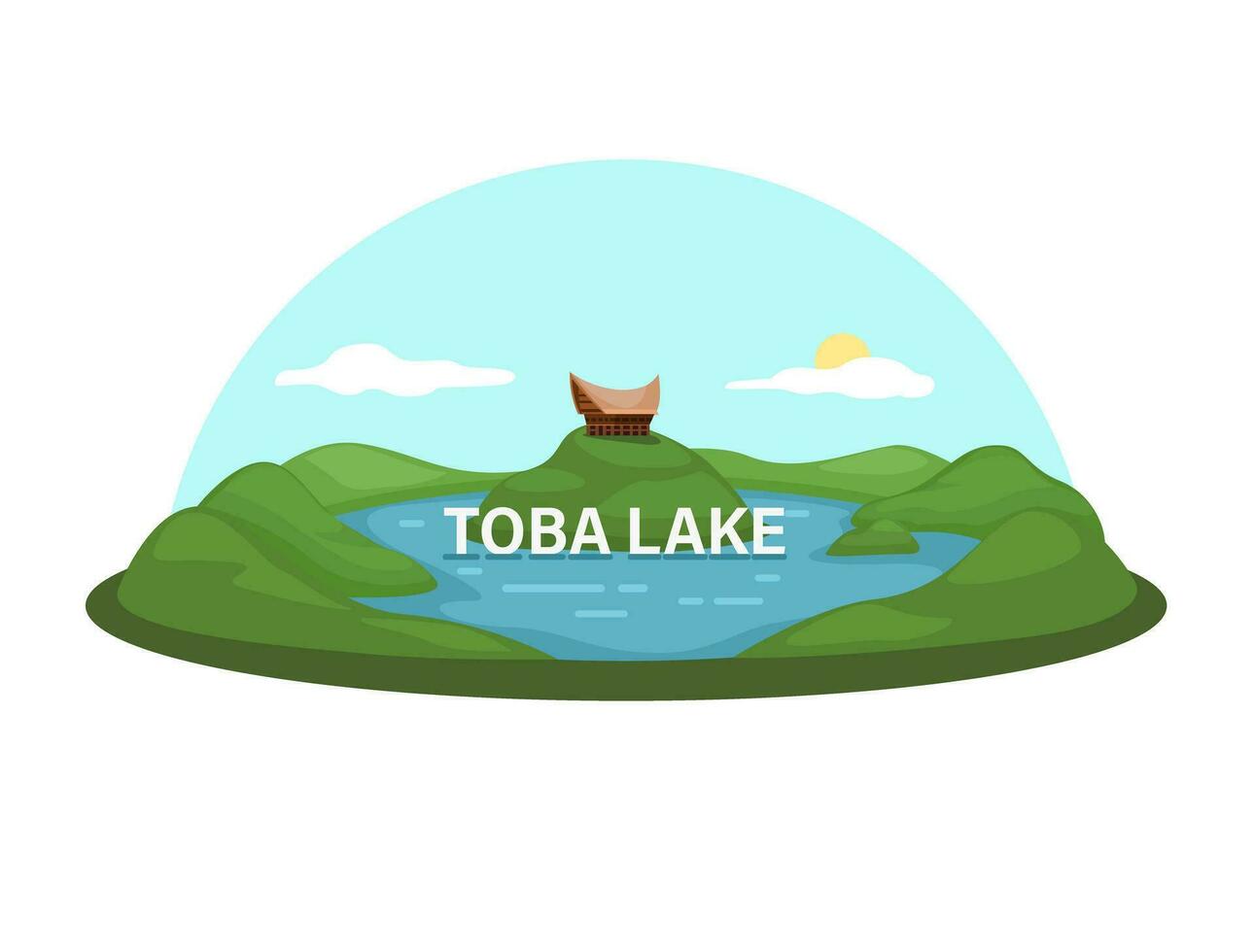 sjö toba är en stor naturlig sjö i norr sumatra, indonesien landmärke symbol illustration vektor