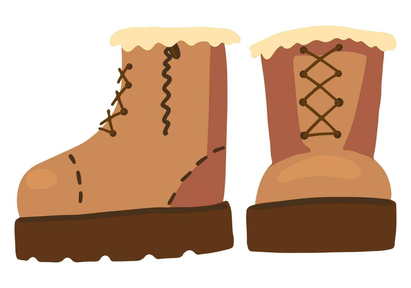 warm Stiefel, Winter Schuhe. farbig Karikatur Gekritzel von Kleidung. Hand gezeichnet Vektor Illustration. Single Zeichnung isoliert auf Weiß Hintergrund. Element zum Weihnachten Design, drucken, Aufkleber, Karte, Dekor.