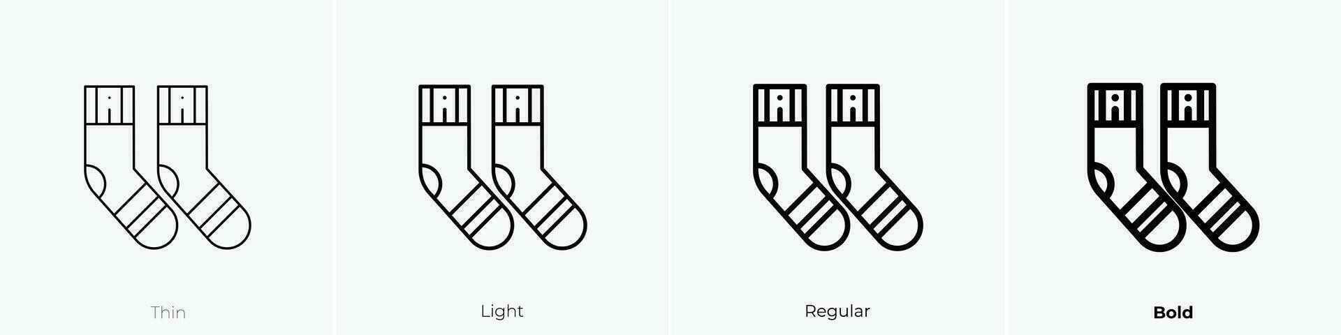 Socken Symbol. dünn, Licht, regulär und Fett gedruckt Stil Design isoliert auf Weiß Hintergrund vektor
