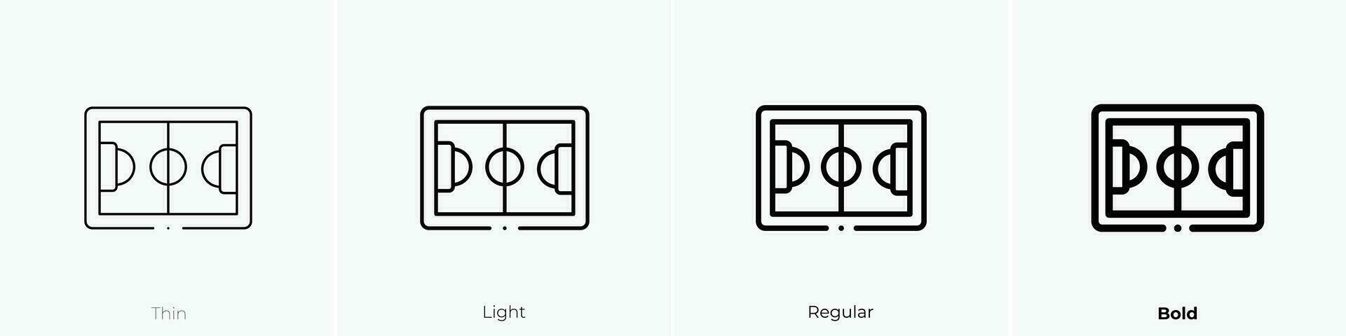 fotboll fält ikon. tunn, ljus, regelbunden och djärv stil design isolerat på vit bakgrund vektor