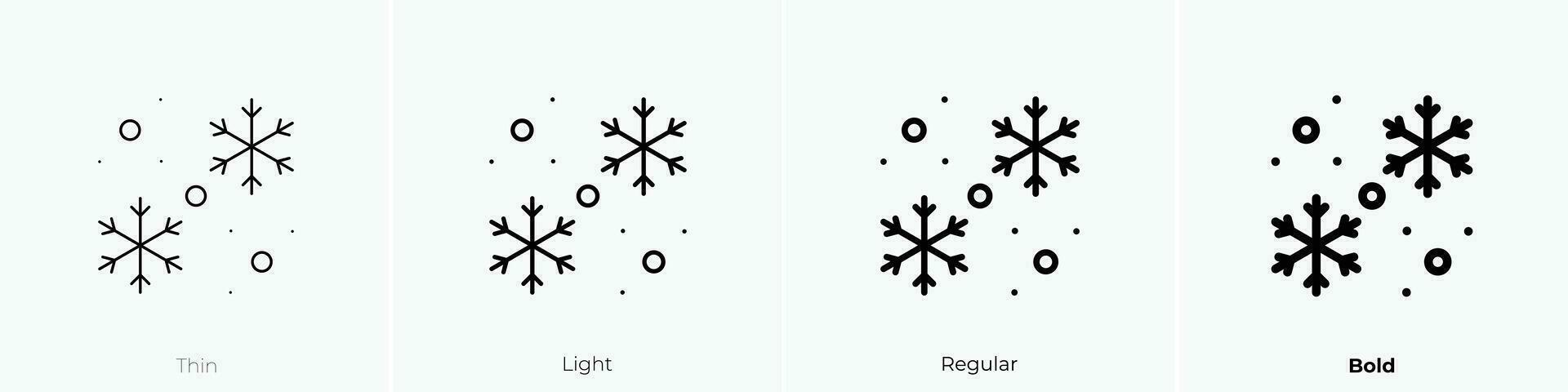 snöfall ikon. tunn, ljus, regelbunden och djärv stil design isolerat på vit bakgrund vektor