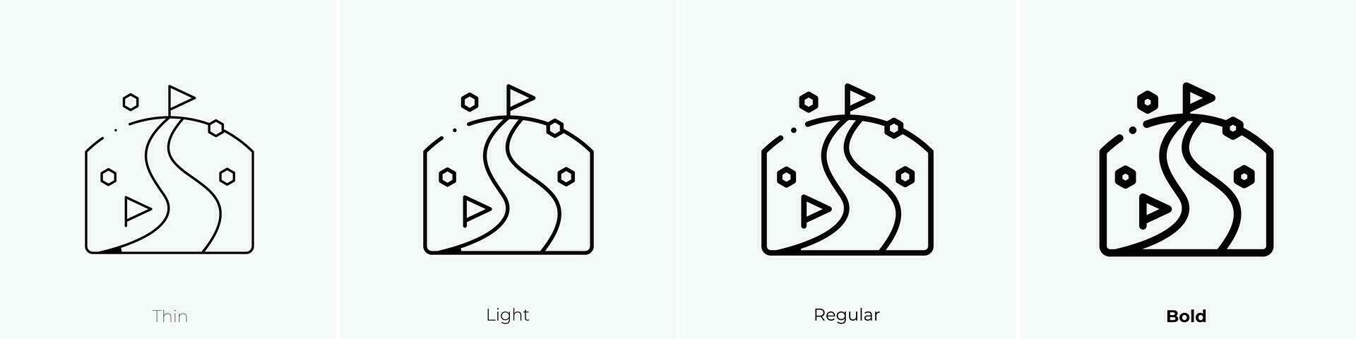 Ski Symbol. dünn, Licht, regulär und Fett gedruckt Stil Design isoliert auf Weiß Hintergrund vektor