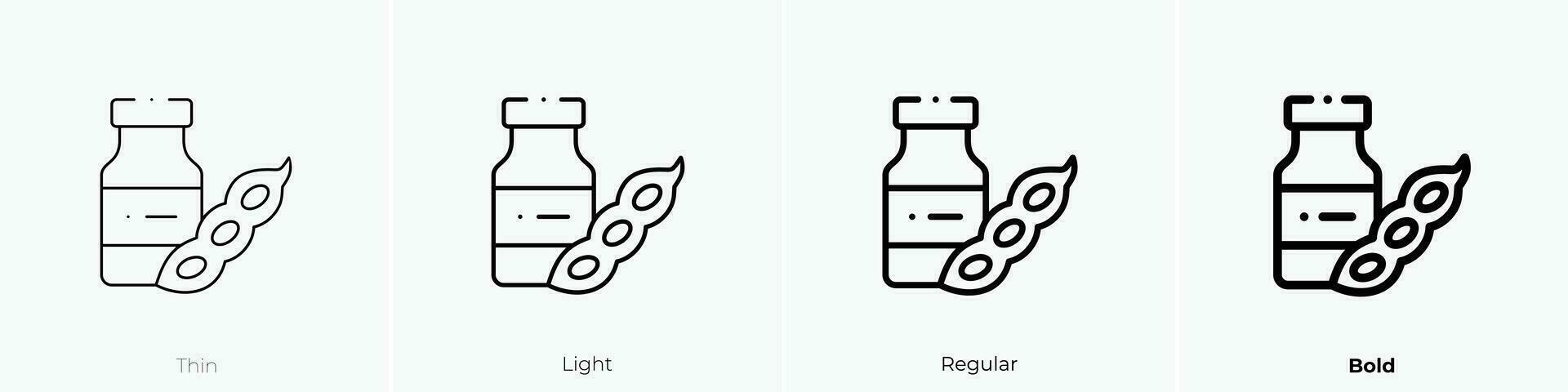 Soja Milch Symbol. dünn, Licht, regulär und Fett gedruckt Stil Design isoliert auf Weiß Hintergrund vektor