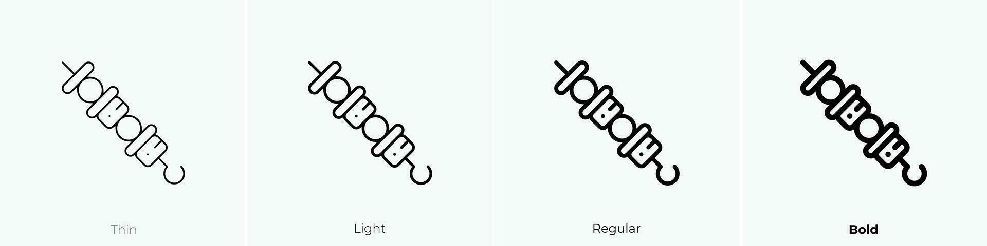 grillspett ikon. tunn, ljus, regelbunden och djärv stil design isolerat på vit bakgrund vektor