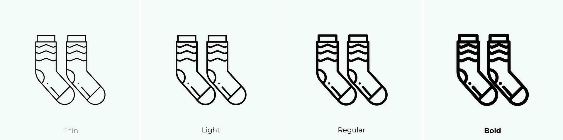 Socken Symbol. dünn, Licht, regulär und Fett gedruckt Stil Design isoliert auf Weiß Hintergrund vektor