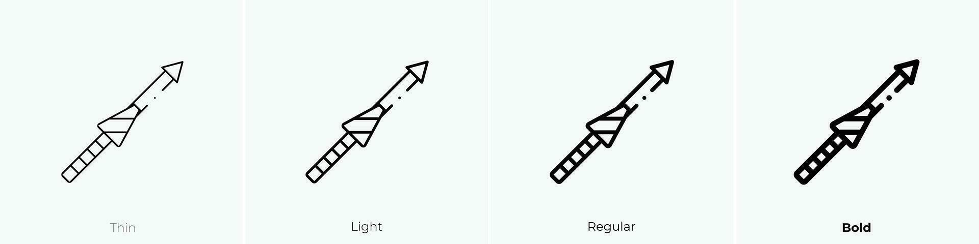 Speere Symbol. dünn, Licht, regulär und Fett gedruckt Stil Design isoliert auf Weiß Hintergrund vektor