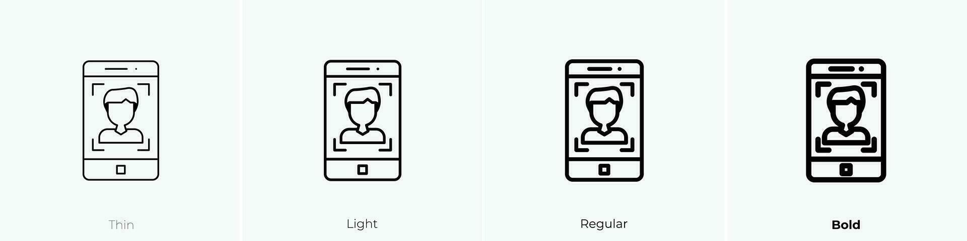 Smartphone Symbol. dünn, Licht, regulär und Fett gedruckt Stil Design isoliert auf Weiß Hintergrund vektor