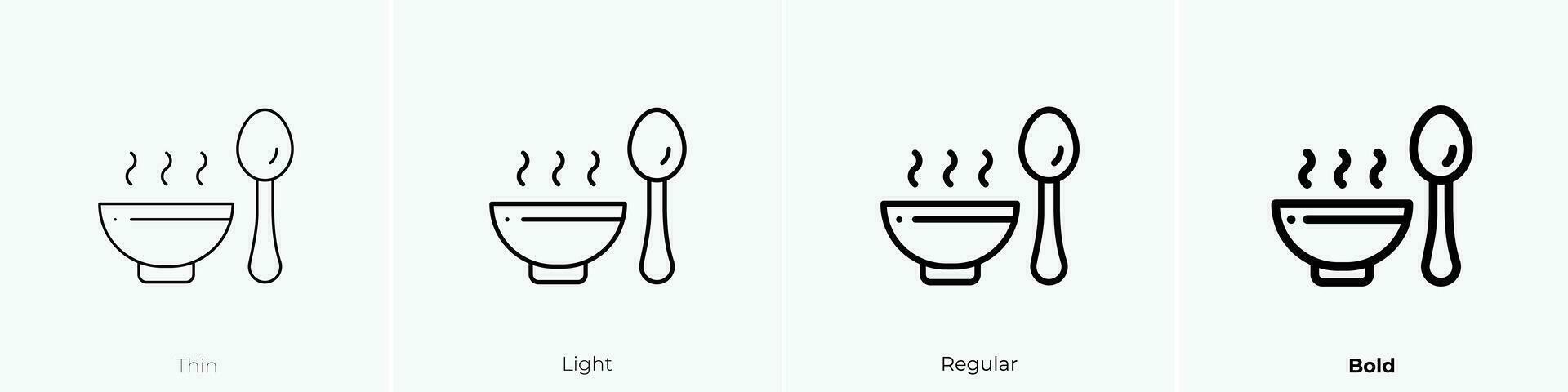 Suppe Symbol. dünn, Licht, regulär und Fett gedruckt Stil Design isoliert auf Weiß Hintergrund vektor