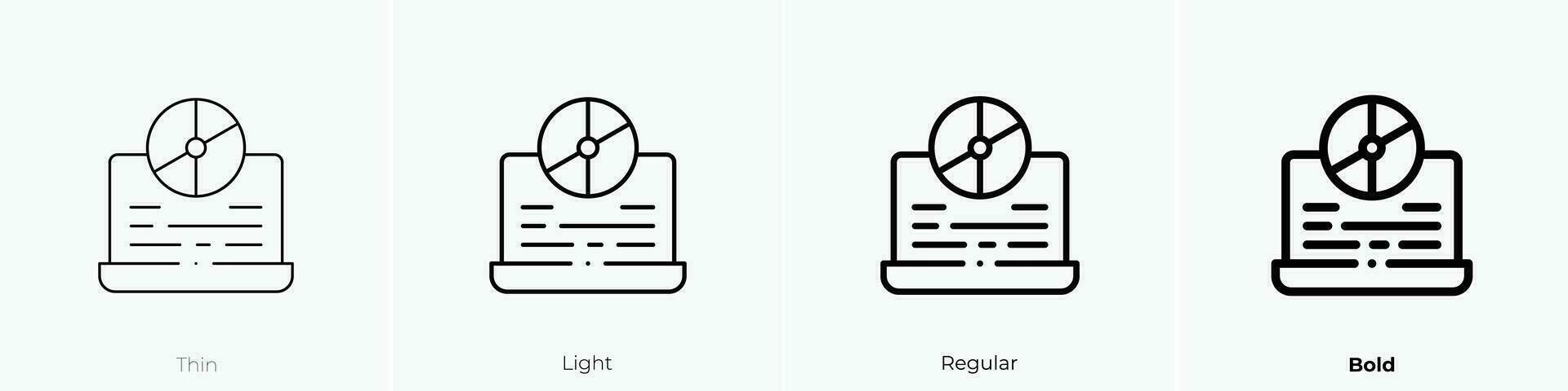 Software Symbol. dünn, Licht, regulär und Fett gedruckt Stil Design isoliert auf Weiß Hintergrund vektor