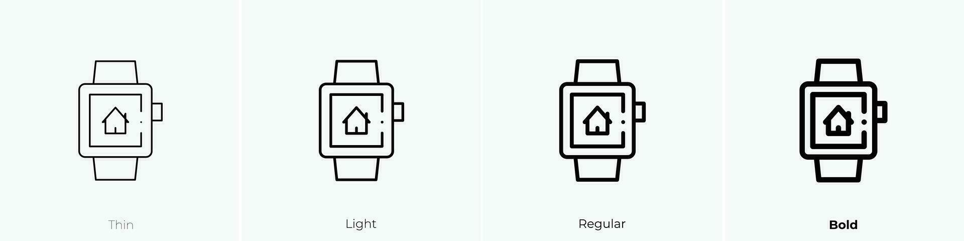 Smartwatch Symbol. dünn, Licht, regulär und Fett gedruckt Stil Design isoliert auf Weiß Hintergrund vektor