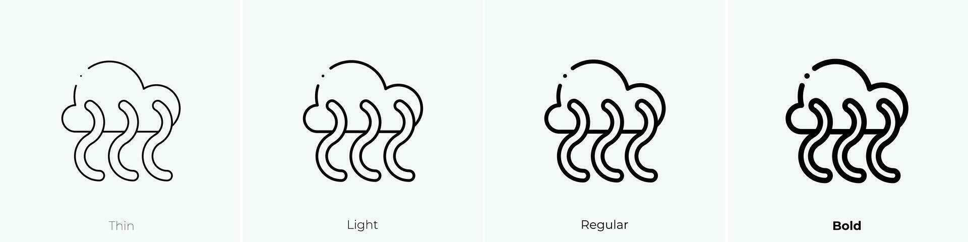 Smog Symbol. dünn, Licht, regulär und Fett gedruckt Stil Design isoliert auf Weiß Hintergrund vektor