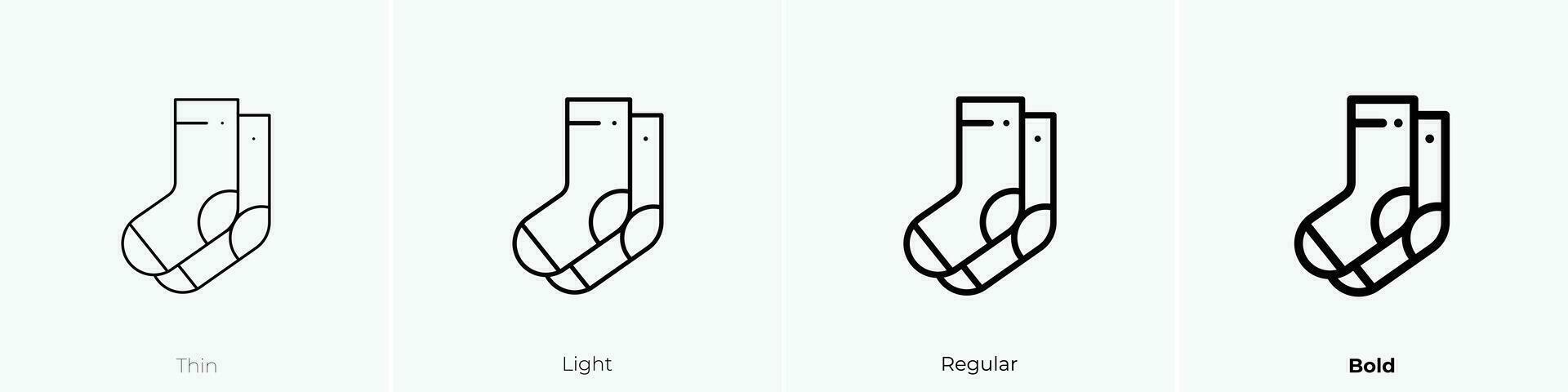 Socken Symbol. dünn, Licht, regulär und Fett gedruckt Stil Design isoliert auf Weiß Hintergrund vektor