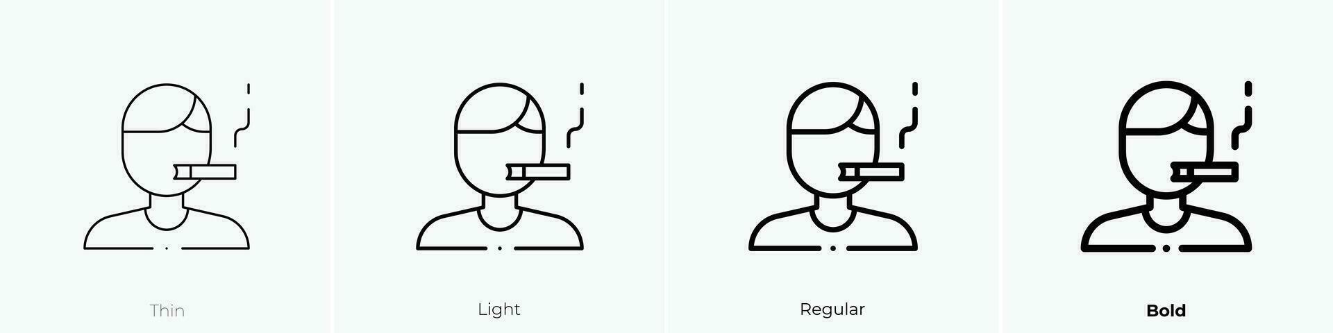 Raucher Symbol. dünn, Licht, regulär und Fett gedruckt Stil Design isoliert auf Weiß Hintergrund vektor