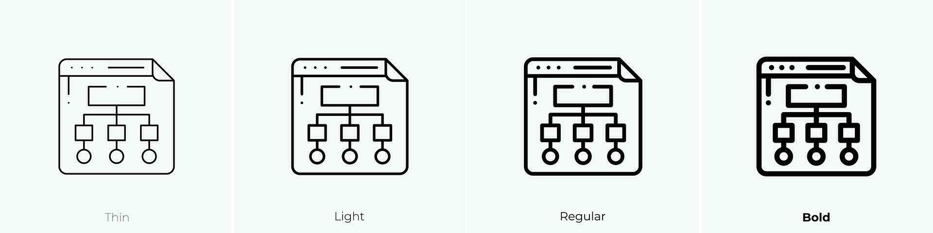 webbplatskarta ikon. tunn, ljus, regelbunden och djärv stil design isolerat på vit bakgrund vektor