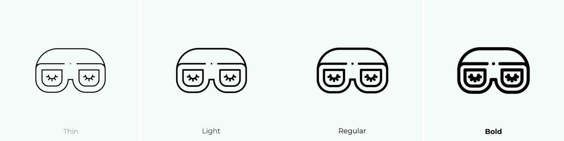 Schlafen Maske Symbol. dünn, Licht, regulär und Fett gedruckt Stil Design isoliert auf Weiß Hintergrund vektor