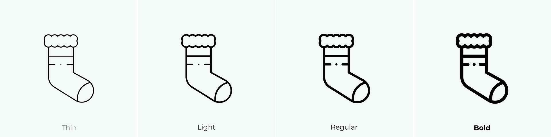 Socke Symbol. dünn, Licht, regulär und Fett gedruckt Stil Design isoliert auf Weiß Hintergrund vektor