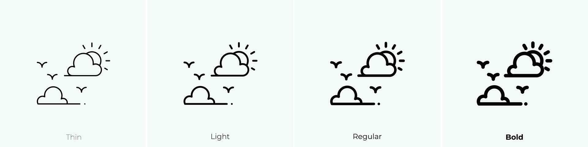 Himmel Symbol. dünn, Licht, regulär und Fett gedruckt Stil Design isoliert auf Weiß Hintergrund vektor