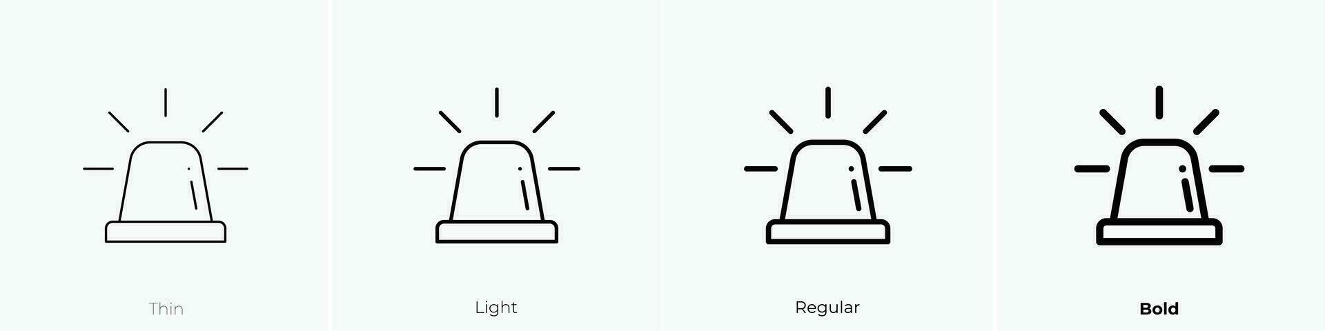 Sirene Symbol. dünn, Licht, regulär und Fett gedruckt Stil Design isoliert auf Weiß Hintergrund vektor