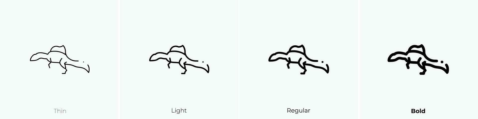 Spinosaurus Symbol. dünn, Licht, regulär und Fett gedruckt Stil Design isoliert auf Weiß Hintergrund vektor