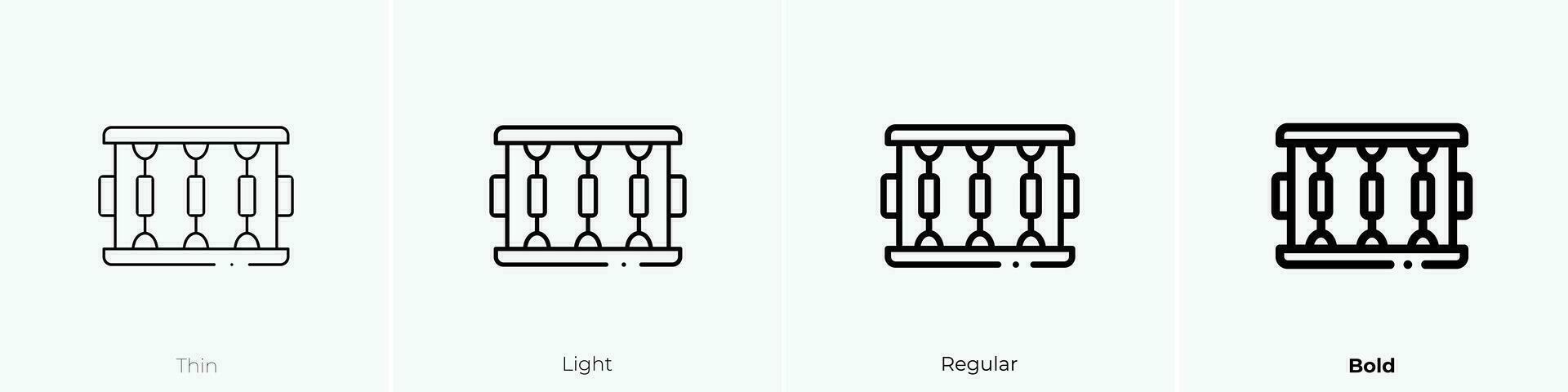 Schlinge Trommel Symbol. dünn, Licht, regulär und Fett gedruckt Stil Design isoliert auf Weiß Hintergrund vektor