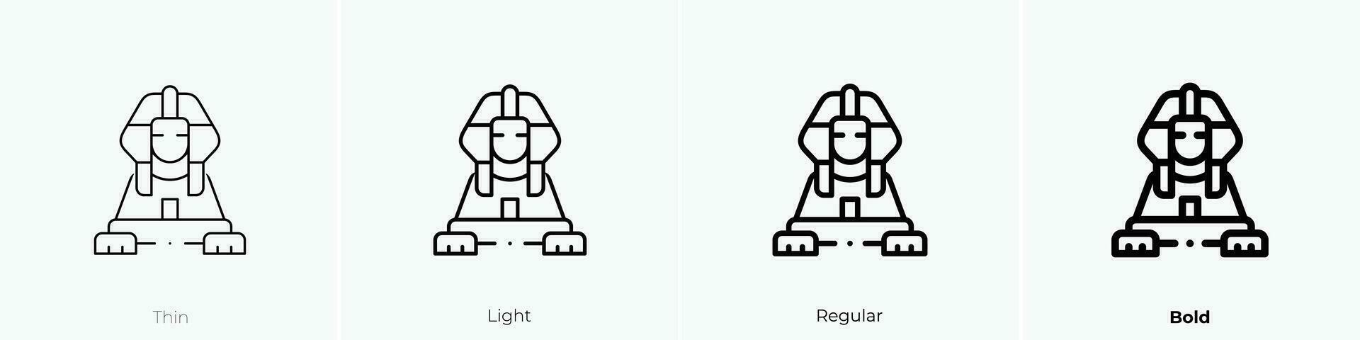 Sphinx Symbol. dünn, Licht, regulär und Fett gedruckt Stil Design isoliert auf Weiß Hintergrund vektor