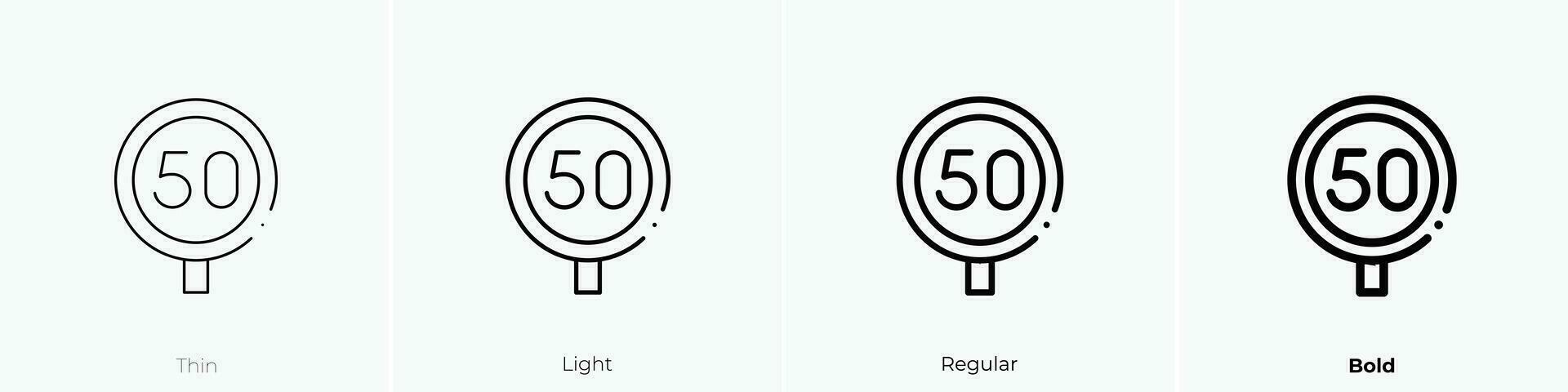hastighet begränsa ikon. tunn, ljus, regelbunden och djärv stil design isolerat på vit bakgrund vektor