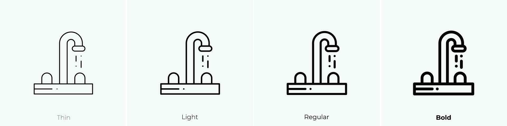 sinken Symbol. dünn, Licht, regulär und Fett gedruckt Stil Design isoliert auf Weiß Hintergrund vektor