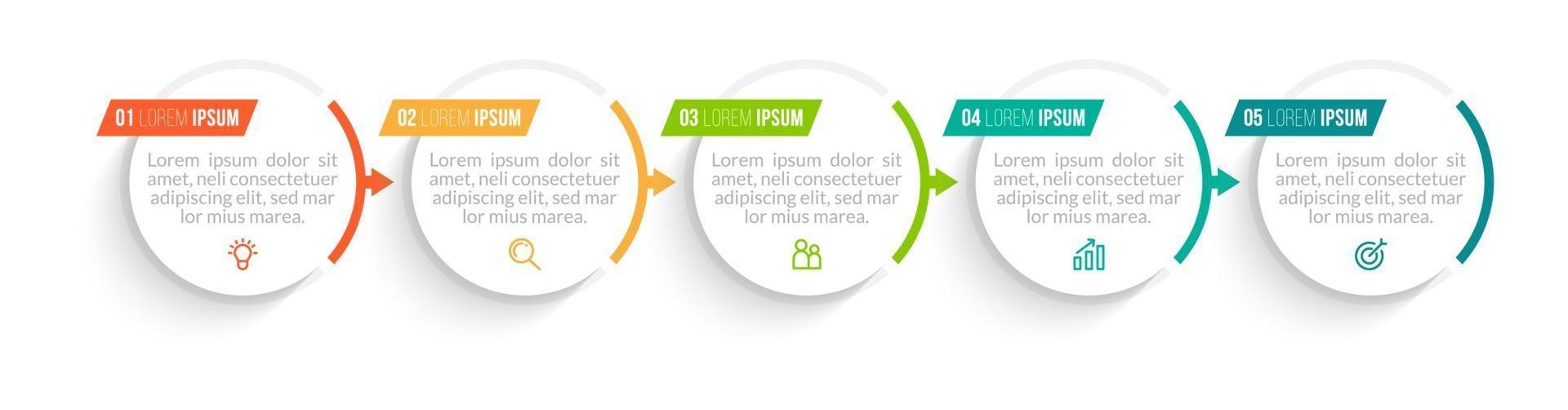 fem alternativ eller steg infografisk mall vektor