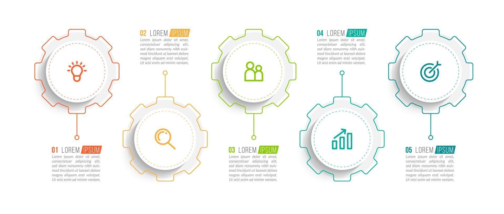 Infografik-Business-Konzept-Design mit Symbolen und 5 Optionen oder Schritten vektor