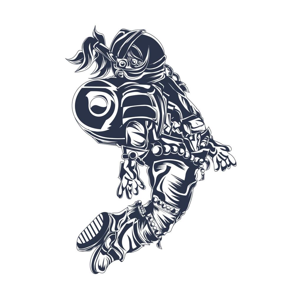 Astronaut Space Inking Illustration Kunstwerk vektor