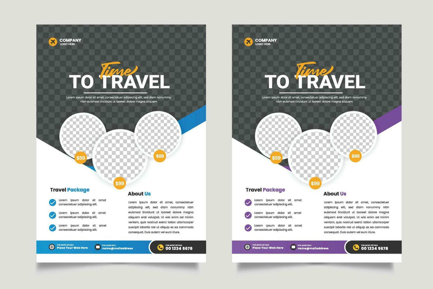 Vektor Reise Urlaub Flyer Design und Broschüre Startseite Seite Vorlage und editierbar Tour Poster Vorlage