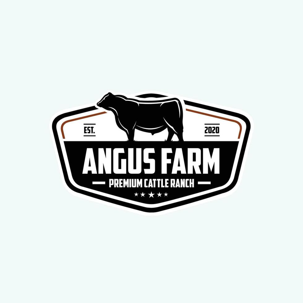 Angus Bauernhof das Vieh Ranch Logo. Emblem Abzeichen Vektor isoliert. Beste zum Vieh verbunden Industrie