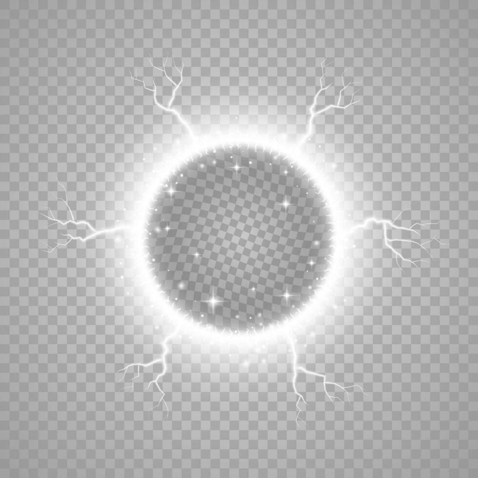 Vektor Licht Magie Ring mit Blitz und Funken isoliert.