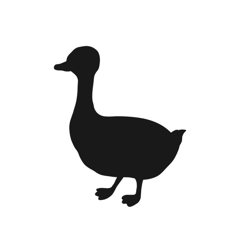 schwarz Silhouette von Gans. Vektor Illustration von inländisch Vogel Symbol und Symbol isoliert auf Weiß Hintergrund