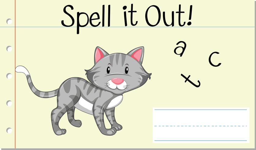 Englisches Wort Katze buchstabieren vektor