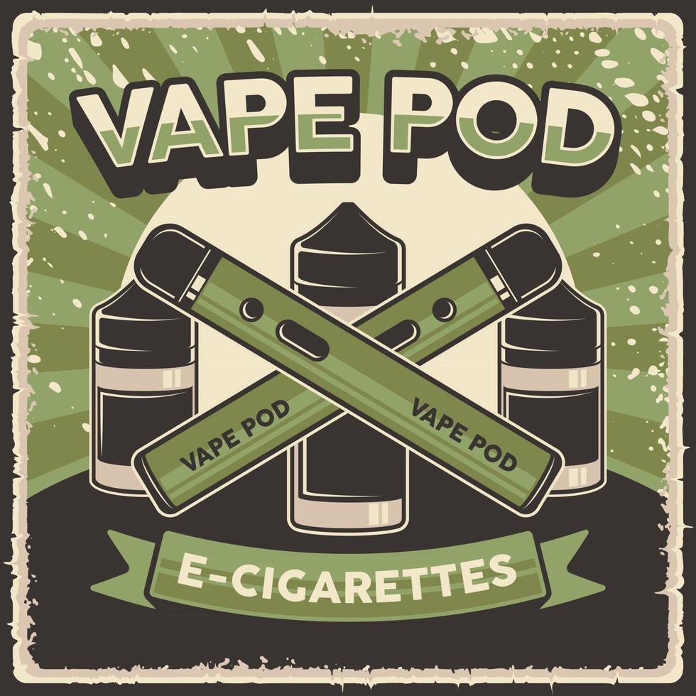 retro vätska och vape pod mod affisch tecken vektor