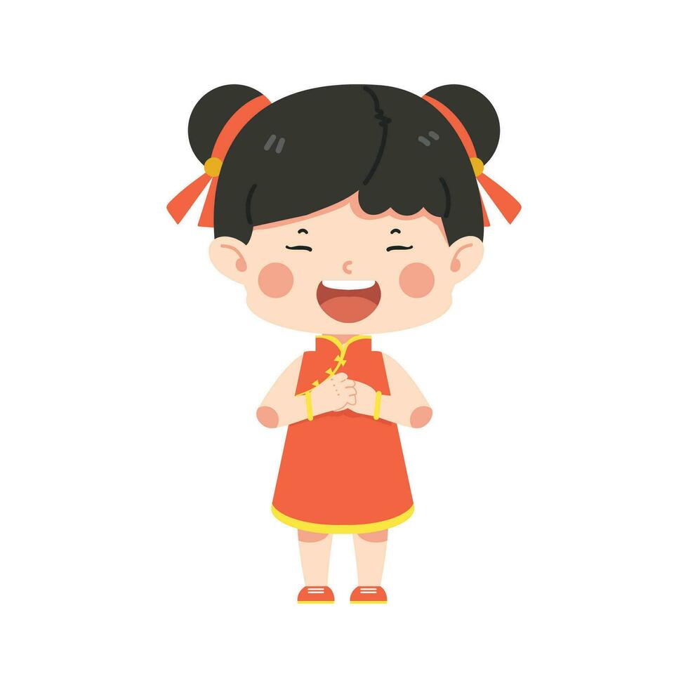 unge flicka bär traditionell kinesisk kostym vektor