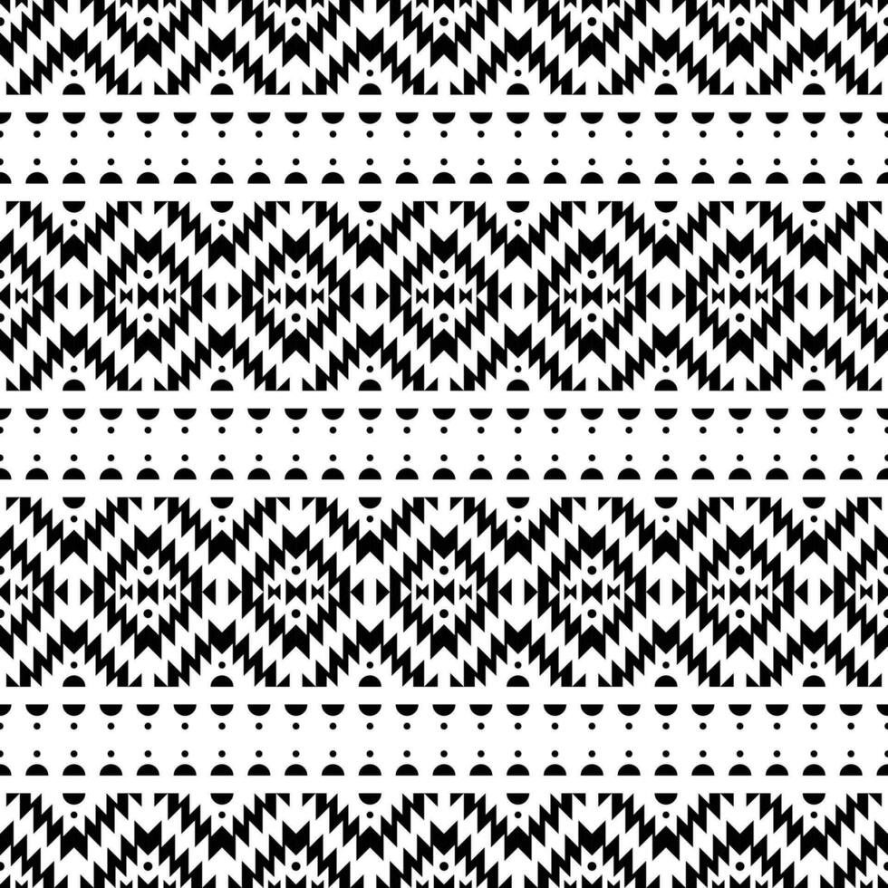 etnisk sömlös rand mönster i svart och vit. vektor illustration i stil av stam- med inföding amerikan motiv. design för skriva ut tyg. svart och vit Färg.